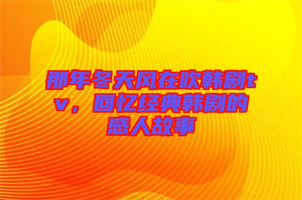 那年冬天風(fēng)在吹韓劇tv，回憶經(jīng)典韓劇的感人故事