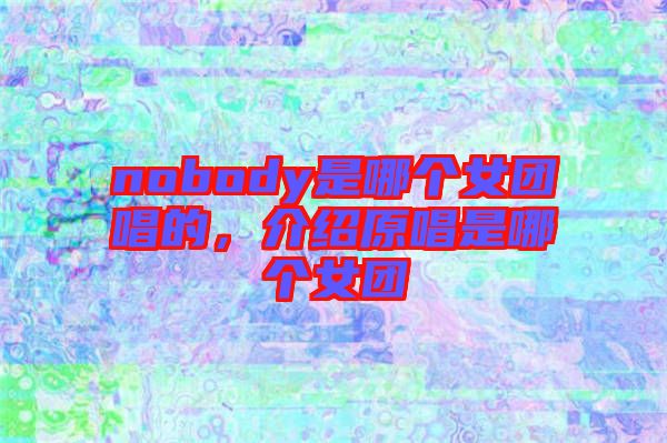 nobody是哪個(gè)女團(tuán)唱的，介紹原唱是哪個(gè)女團(tuán)