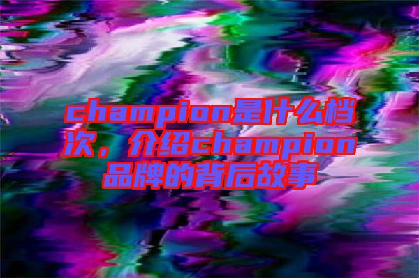 champion是什么檔次，介紹champion品牌的背后故事