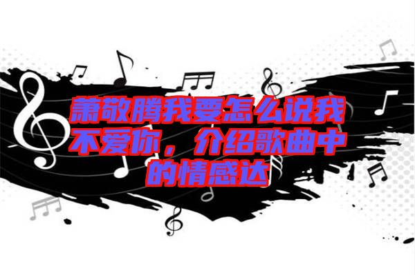 蕭敬騰我要怎么說我不愛你，介紹歌曲中的情感達(dá)