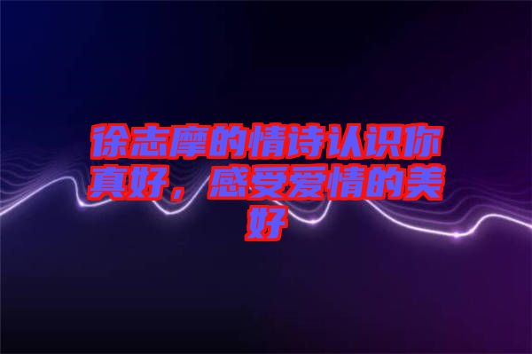 徐志摩的情詩認(rèn)識你真好，感受愛情的美好