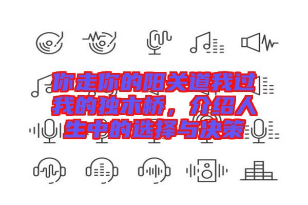 你走你的陽(yáng)關(guān)道我過(guò)我的獨(dú)木橋，介紹人生中的選擇與決策