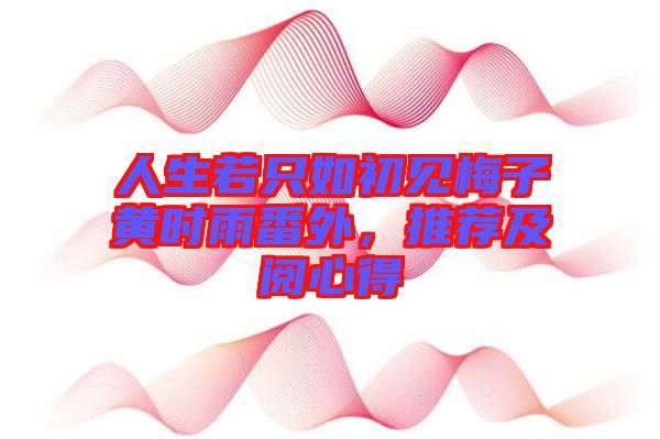 人生若只如初見梅子黃時(shí)雨番外，推薦及閱心得