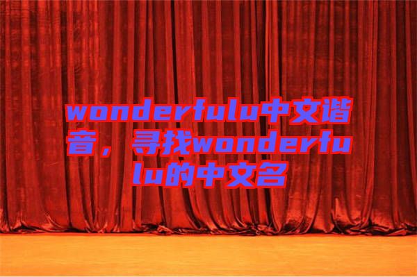 wonderfulu中文諧音，尋找wonderfulu的中文名