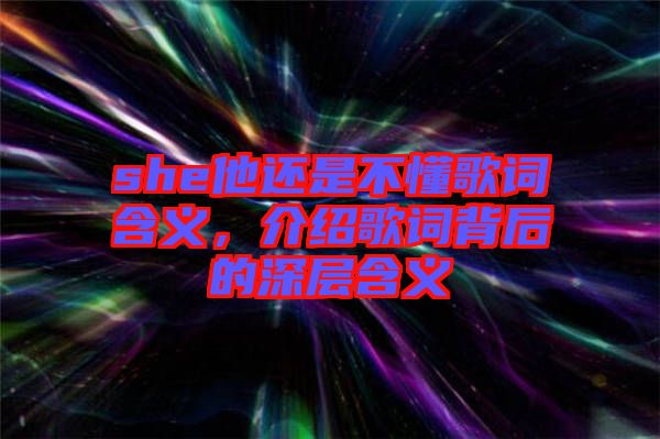 she他還是不懂歌詞含義，介紹歌詞背后的深層含義