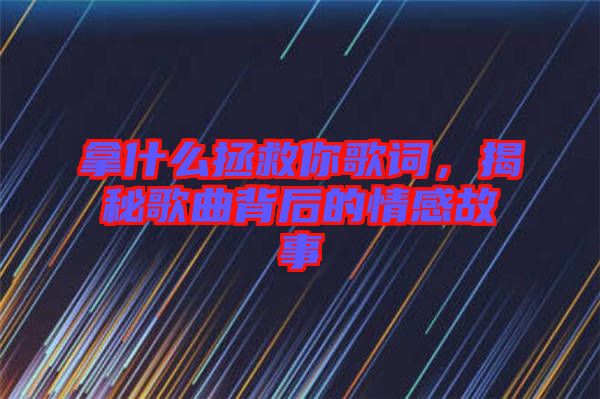 拿什么拯救你歌詞，揭秘歌曲背后的情感故事