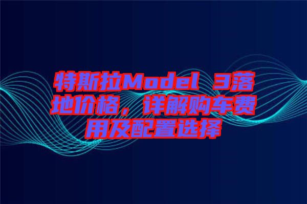 特斯拉Model 3落地價格，詳解購車費用及配置選擇