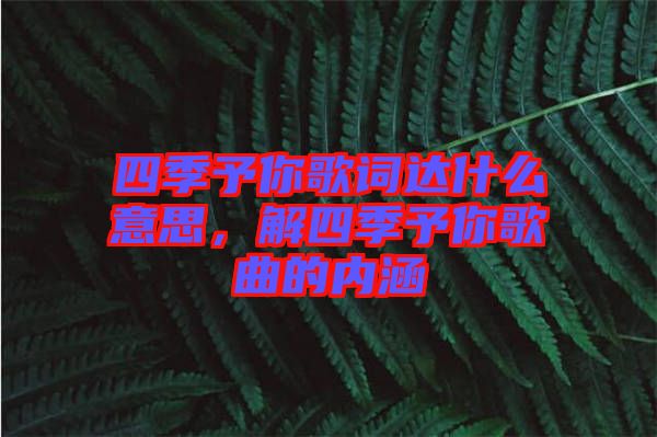 四季予你歌詞達(dá)什么意思，解四季予你歌曲的內(nèi)涵