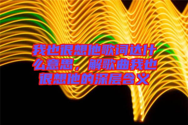 我也很想他歌詞達(dá)什么意思，解歌曲我也很想他的深層含義