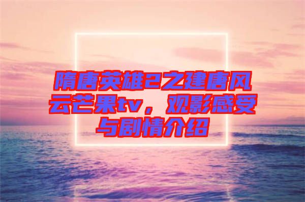 隋唐英雄2之建唐風(fēng)云芒果tv，觀影感受與劇情介紹