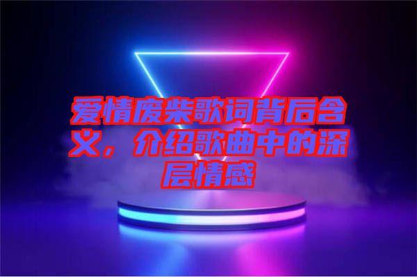 愛情廢柴歌詞背后含義，介紹歌曲中的深層情感