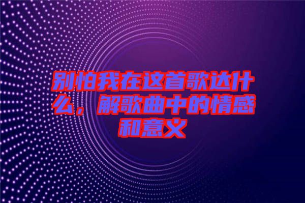 別怕我在這首歌達什么，解歌曲中的情感和意義