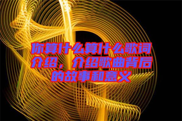 你算什么算什么歌詞介紹，介紹歌曲背后的故事和意義