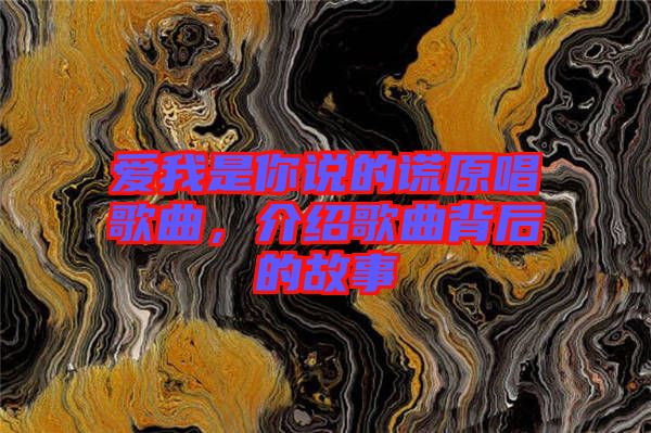 愛我是你說的謊原唱歌曲，介紹歌曲背后的故事