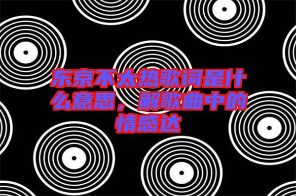 東京不太熱歌詞是什么意思，解歌曲中的情感達