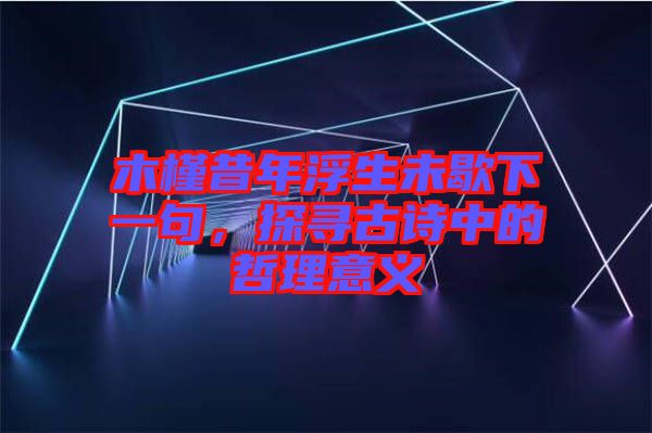 木槿昔年浮生未歇下一句，探尋古詩(shī)中的哲理意義