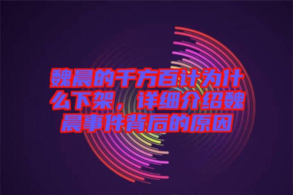 魏晨的千方百計為什么下架，詳細(xì)介紹魏晨事件背后的原因