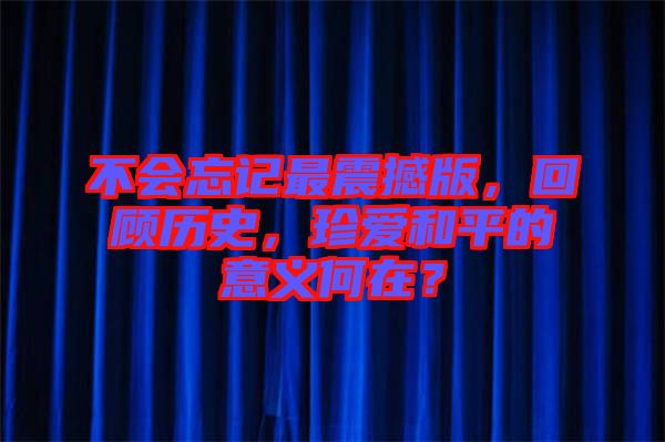 不會忘記最震撼版，回顧歷史，珍愛和平的意義何在？