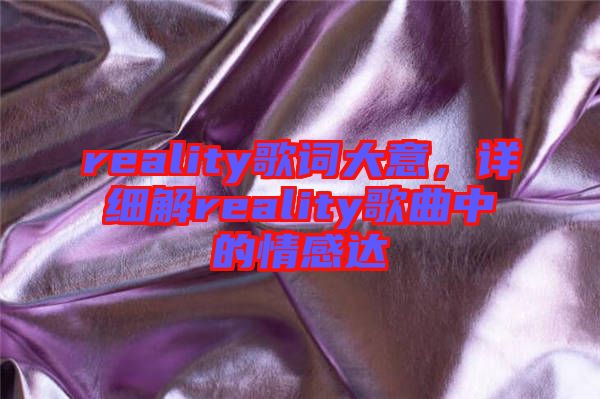 reality歌詞大意，詳細(xì)解reality歌曲中的情感達(dá)