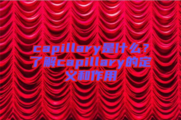 capillary是什么？了解capillary的定義和作用