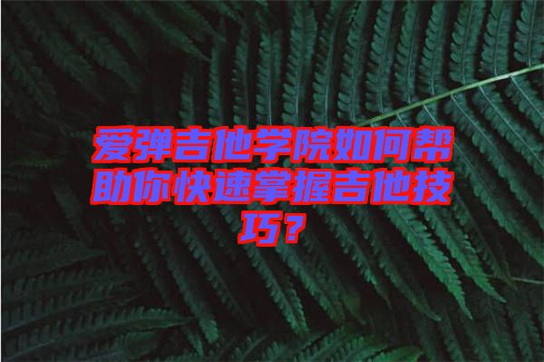 愛彈吉他學(xué)院如何幫助你快速掌握吉他技巧？