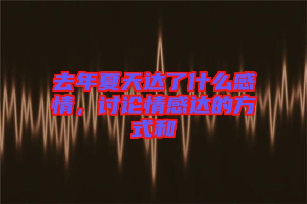 去年夏天達(dá)了什么感情，討論情感達(dá)的方式和