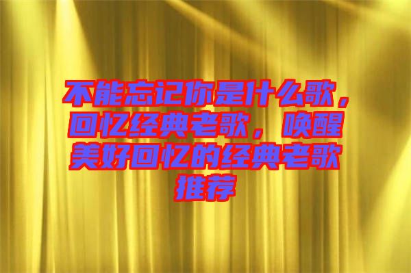 不能忘記你是什么歌，回憶經(jīng)典老歌，喚醒美好回憶的經(jīng)典老歌推薦