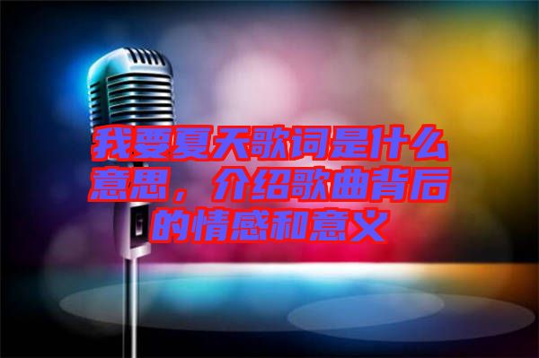 我要夏天歌詞是什么意思，介紹歌曲背后的情感和意義