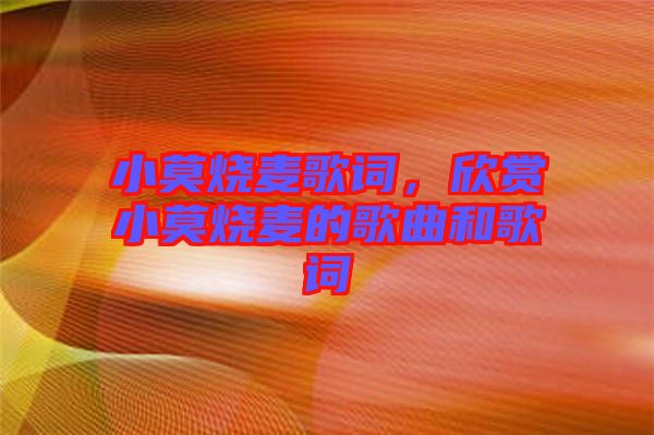 小莫燒麥歌詞，欣賞小莫燒麥的歌曲和歌詞