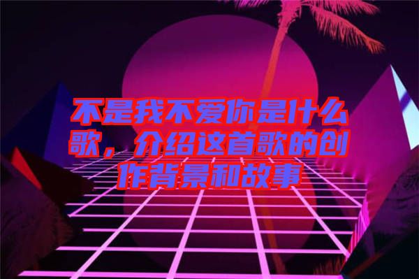 不是我不愛你是什么歌，介紹這首歌的創(chuàng)作背景和故事