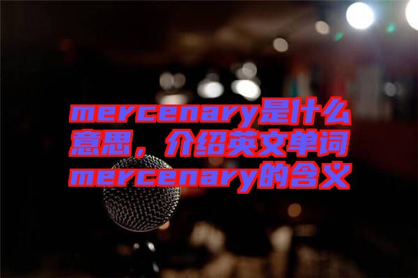 mercenary是什么意思，介紹英文單詞mercenary的含義