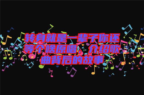 轉身就是一輩子你還等個啥原唱，介紹歌曲背后的故事