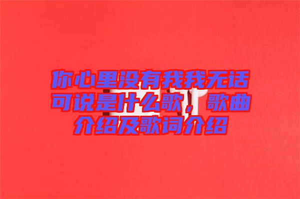 你心里沒有我我無話可說是什么歌，歌曲介紹及歌詞介紹