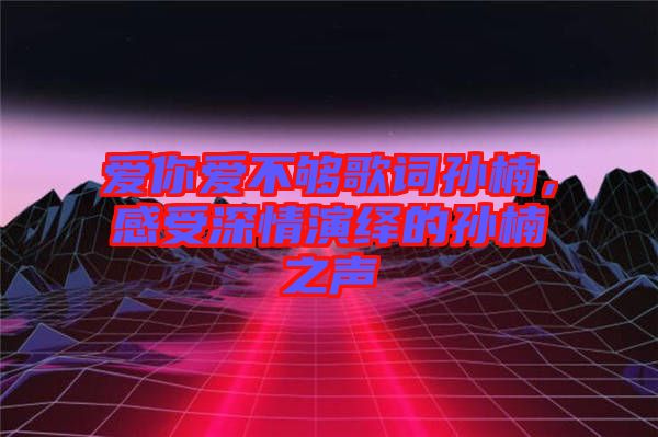 愛你愛不夠歌詞孫楠，感受深情演繹的孫楠之聲