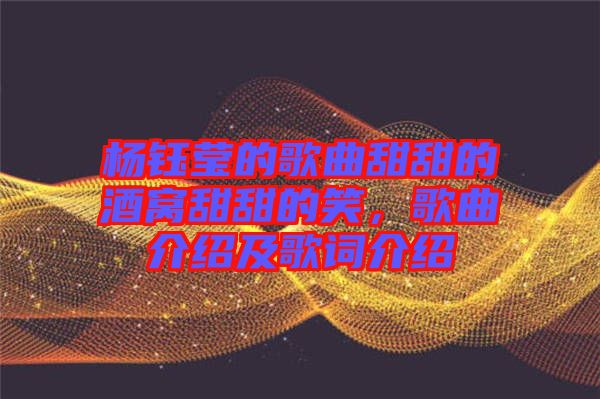 楊鈺瑩的歌曲甜甜的酒窩甜甜的笑，歌曲介紹及歌詞介紹