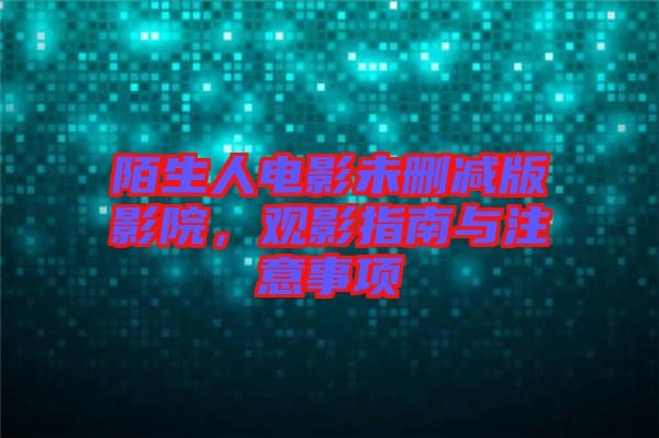 陌生人電影未刪減版影院，觀影指南與注意事項(xiàng)