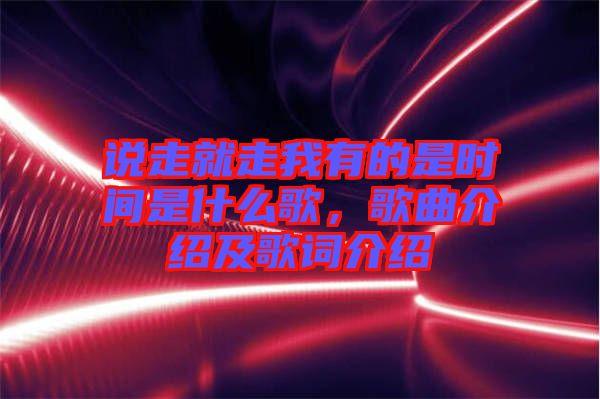 說走就走我有的是時間是什么歌，歌曲介紹及歌詞介紹