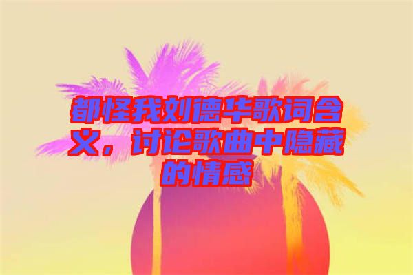 都怪我劉德華歌詞含義，討論歌曲中隱藏的情感