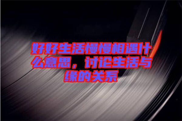 好好生活慢慢相遇什么意思，討論生活與緣的關系