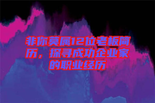 非你莫屬12位老板簡歷，探尋成功企業(yè)家的職業(yè)經(jīng)歷