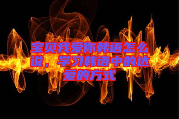 寶貝我愛你韓語怎么說，學(xué)習(xí)韓語中的達愛的方式