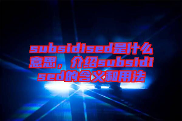 subsidised是什么意思，介紹subsidised的含義和用法