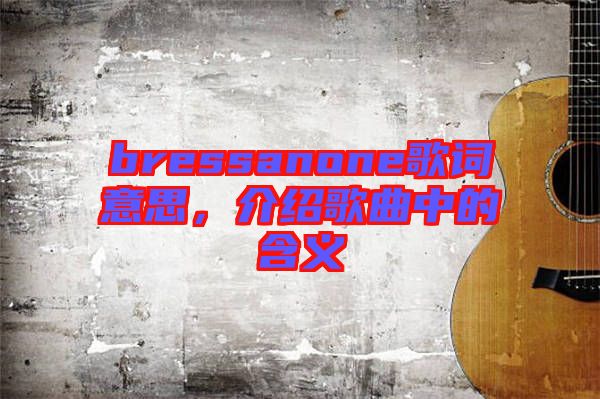 bressanone歌詞意思，介紹歌曲中的含義