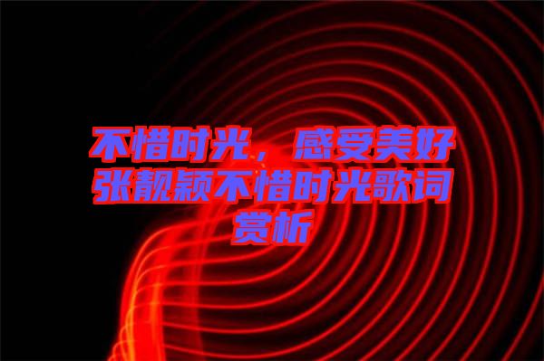 不惜時光，感受美好張靚穎不惜時光歌詞賞析