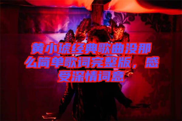 黃小琥經(jīng)典歌曲沒那么簡(jiǎn)單歌詞完整版，感受深情詞意