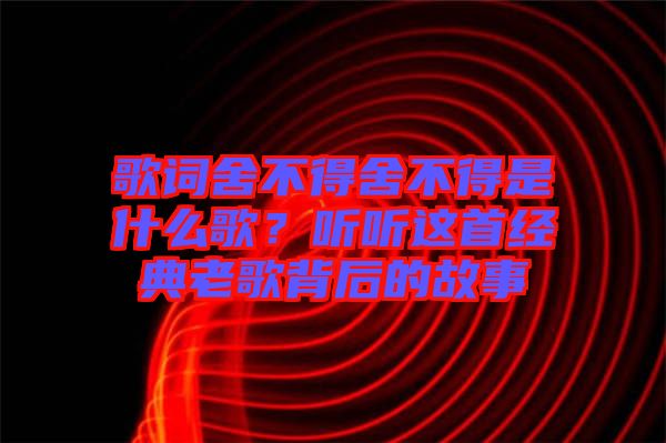 歌詞舍不得舍不得是什么歌？聽聽這首經(jīng)典老歌背后的故事