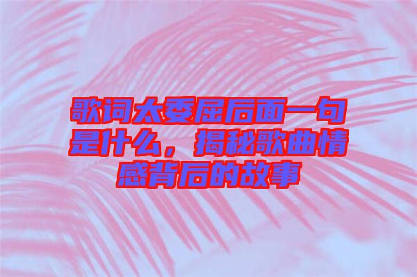 歌詞太委屈后面一句是什么，揭秘歌曲情感背后的故事