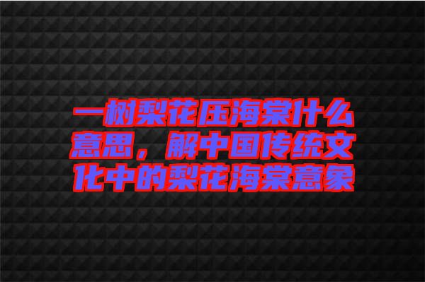 一樹梨花壓海棠什么意思，解中國傳統(tǒng)文化中的梨花海棠意象