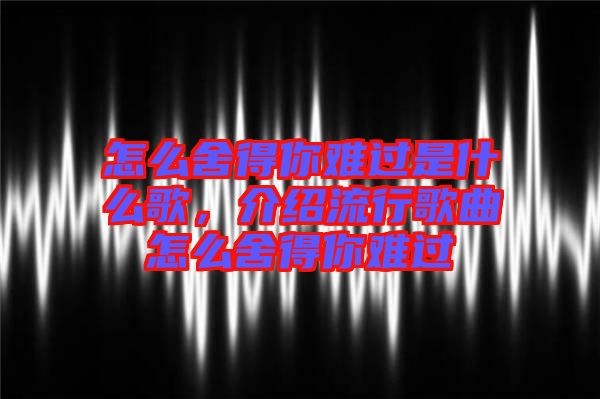 怎么舍得你難過是什么歌，介紹流行歌曲怎么舍得你難過