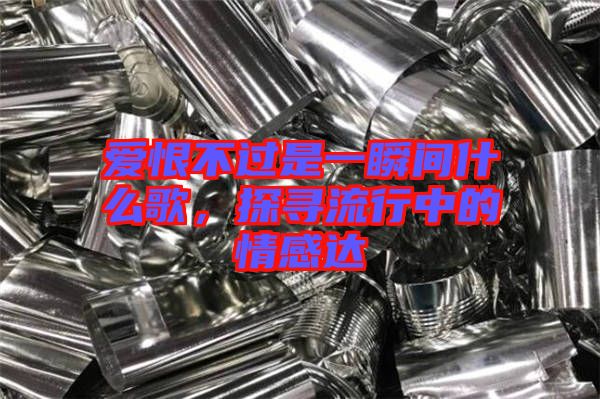 愛恨不過是一瞬間什么歌，探尋流行中的情感達(dá)